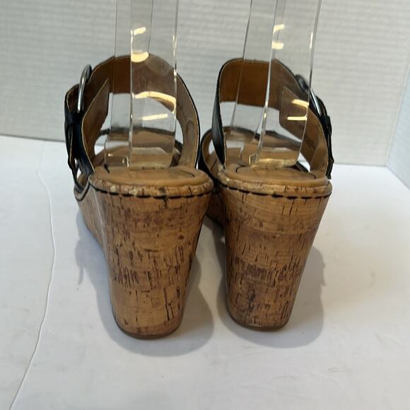 B.O.C Devona Leather Strap Cork Platform Wedge Slip on Mules Sandals Size 9 - Picture 4 of 9